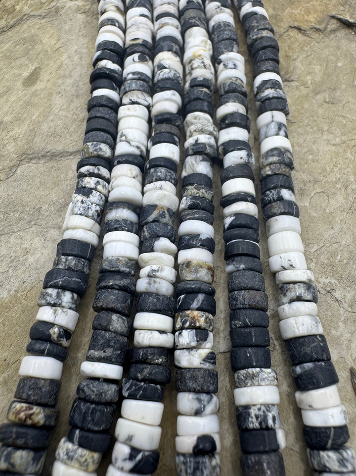 RARE High Quality White Buffalo 6 7mm Heishi Beads (9 inch