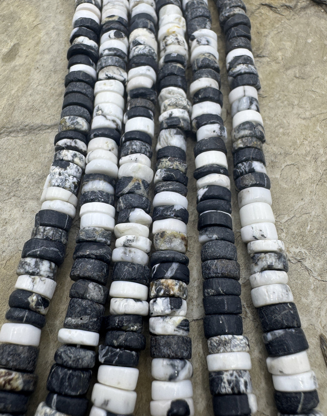 RARE High Quality White Buffalo 6 7mm Heishi Beads (9 inch