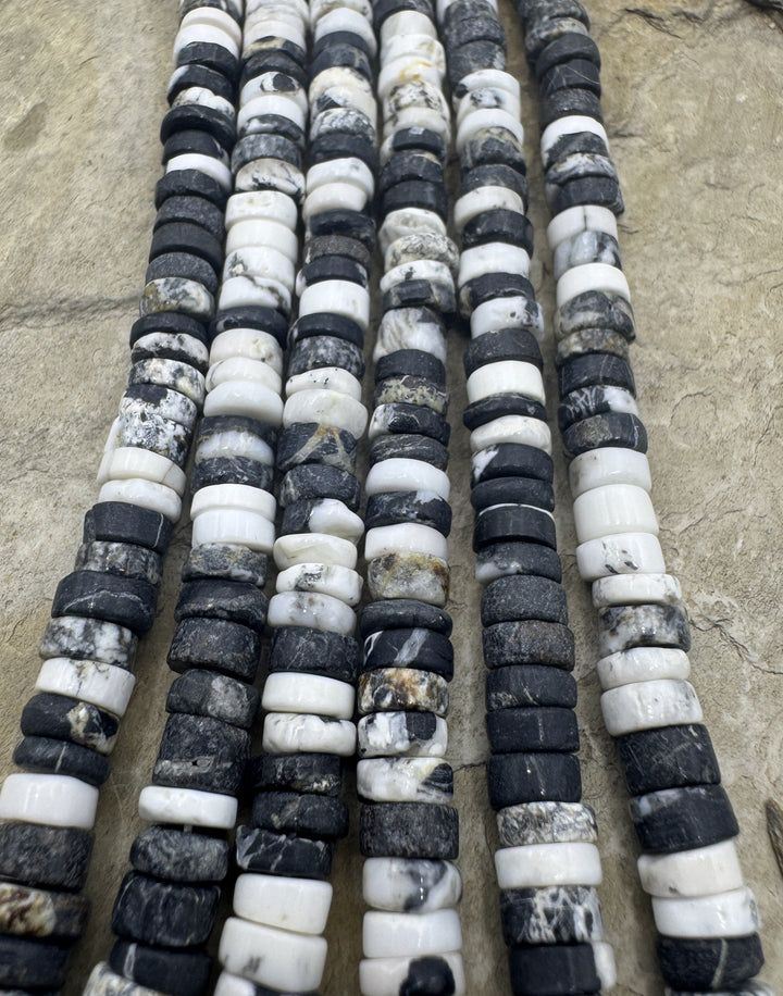 RARE High Quality White Buffalo 6 7mm Heishi Beads (9 inch