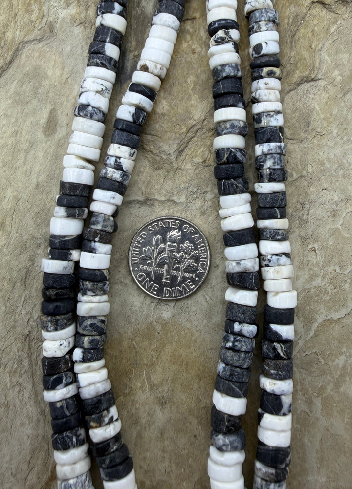 RARE High Quality White Buffalo 6mm Heishi Beads 9 Inch