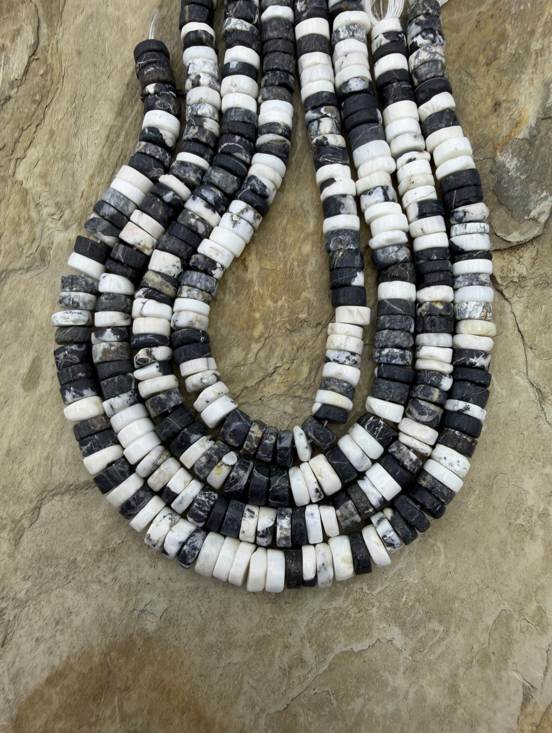 RARE High Quality White Buffalo 6mm Heishi Beads 9 Inch