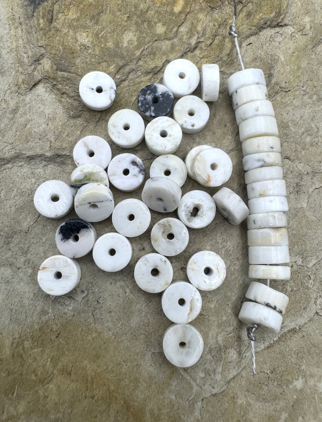RARE High Quality White Buffalo 6mm Heishi Beads (package