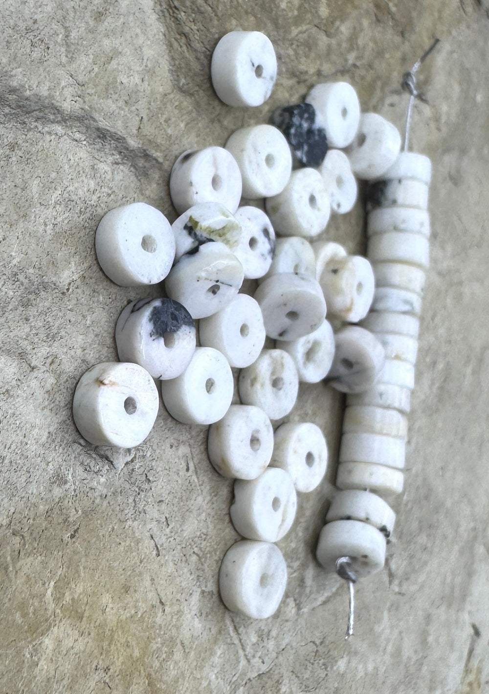 RARE High Quality White Buffalo 6mm Heishi Beads (package