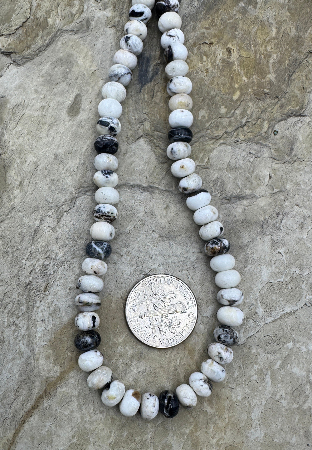 RARE High Quality White Buffalo 6mm Rondelle Beads, (9 inch Strand) 