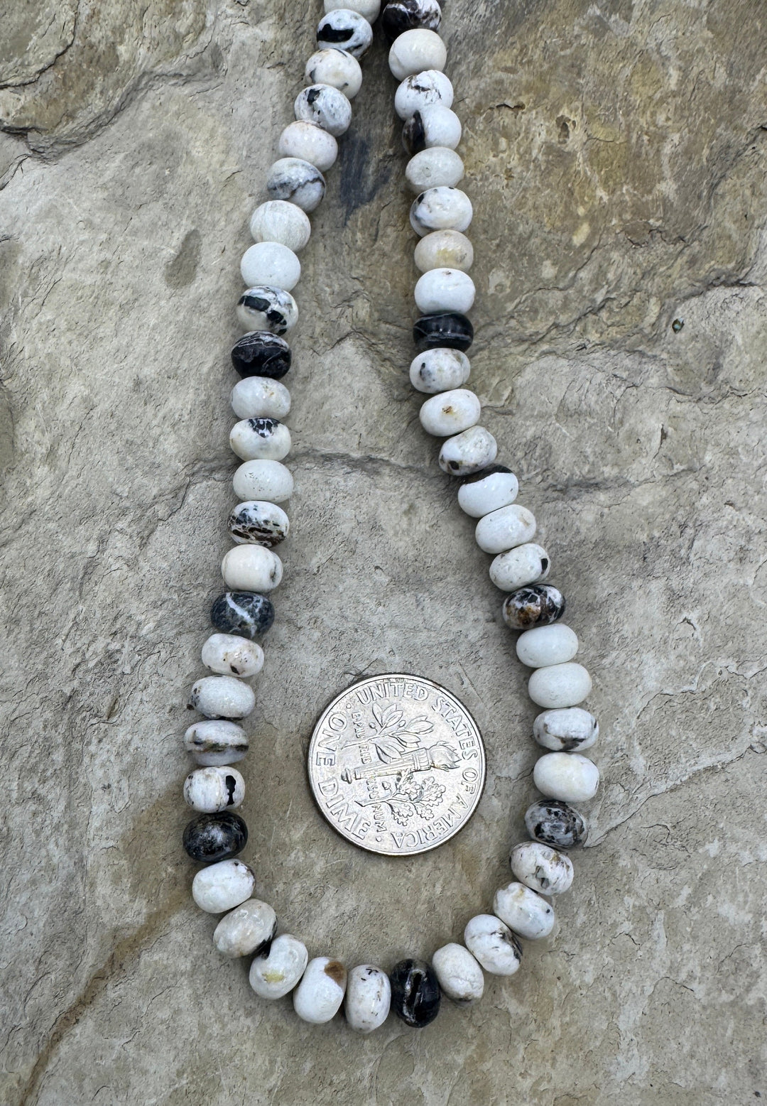 RARE High Quality White Buffalo 6mm Rondelle Beads, (9 inch Strand) 