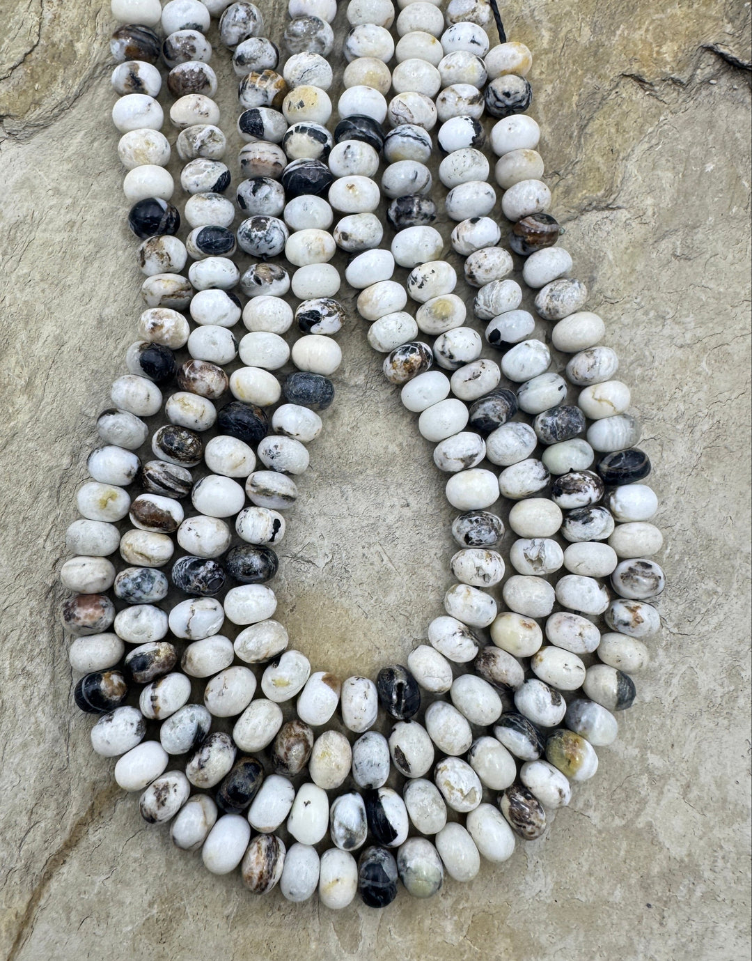 RARE High Quality White Buffalo 6mm Rondelle Beads, (9 inch Strand) 