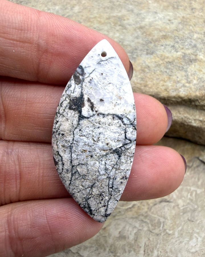 RARE High Quality White Buffalo Focal Pendant Bead 20x43mm
