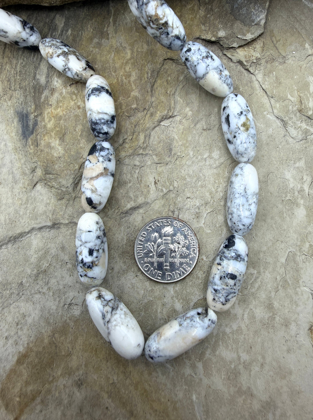RARE High Quality White Buffalo Graduated Rounded Bead