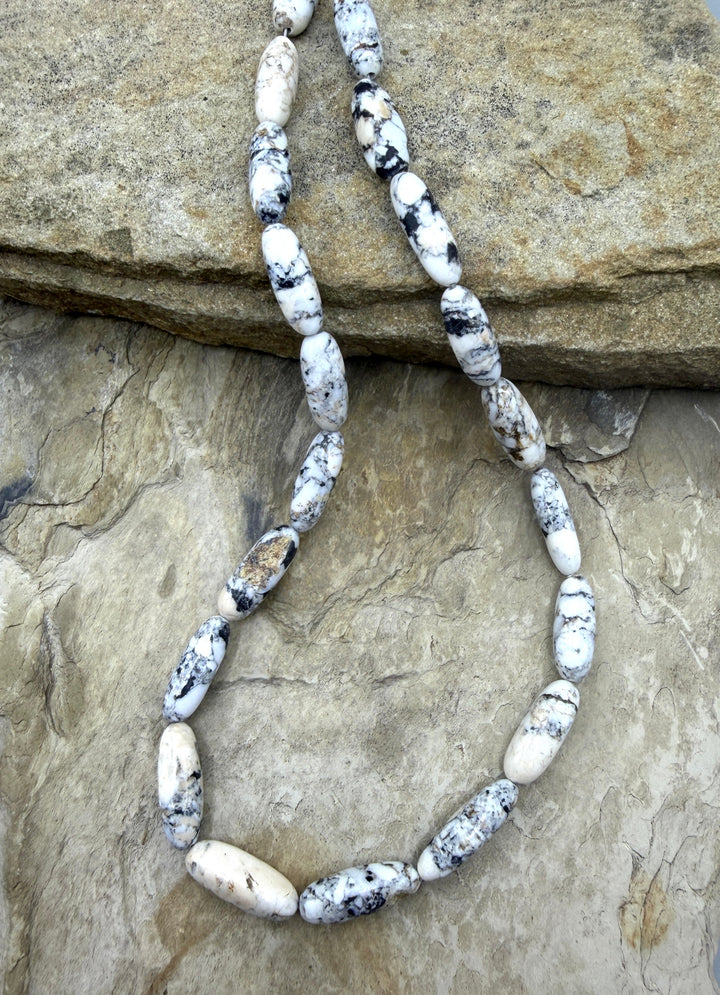 RARE High Quality White Buffalo Handcut Oval Bead Strand