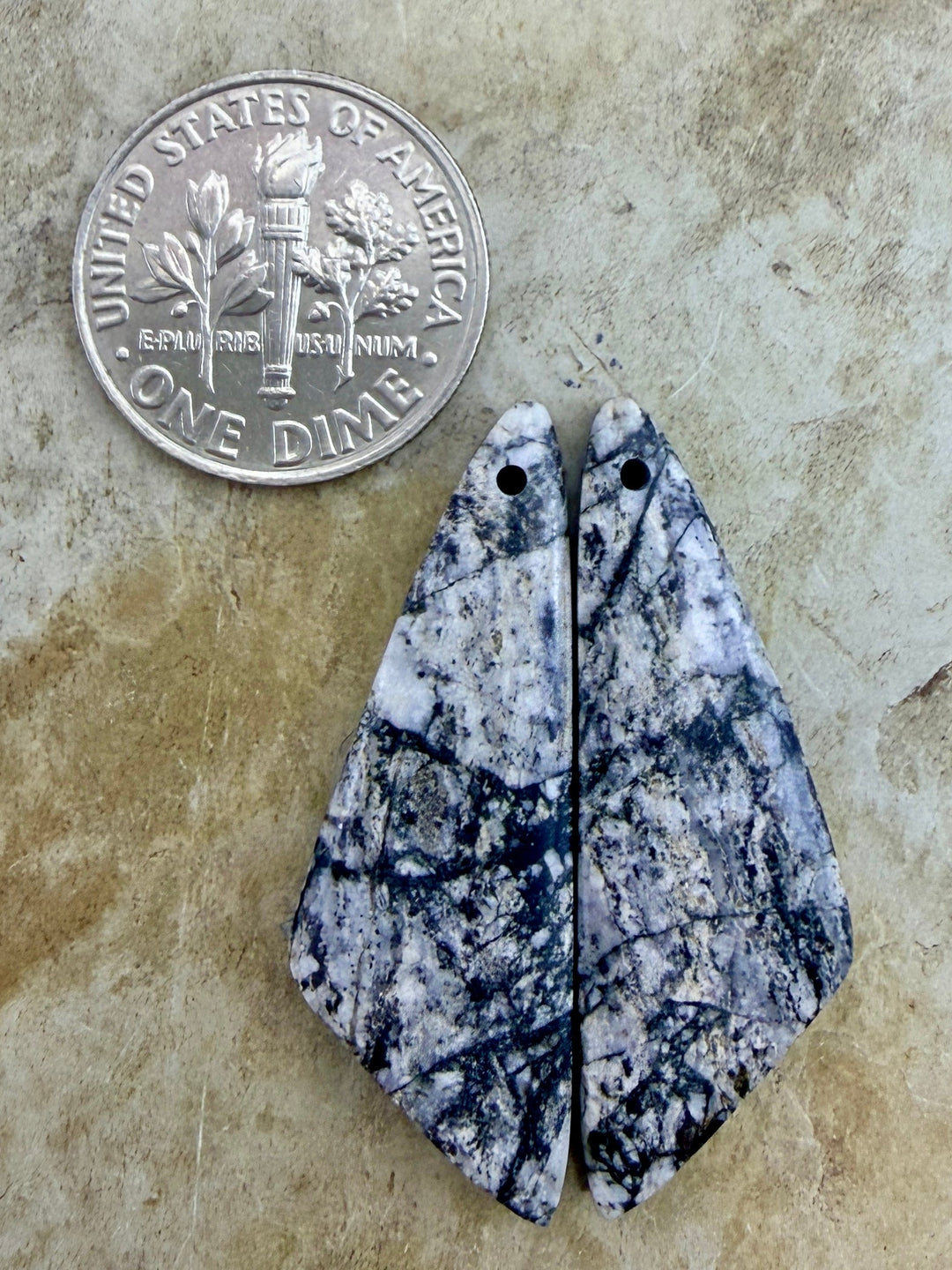 RARE High Quality White Buffalo Matching Earring Slab Bead