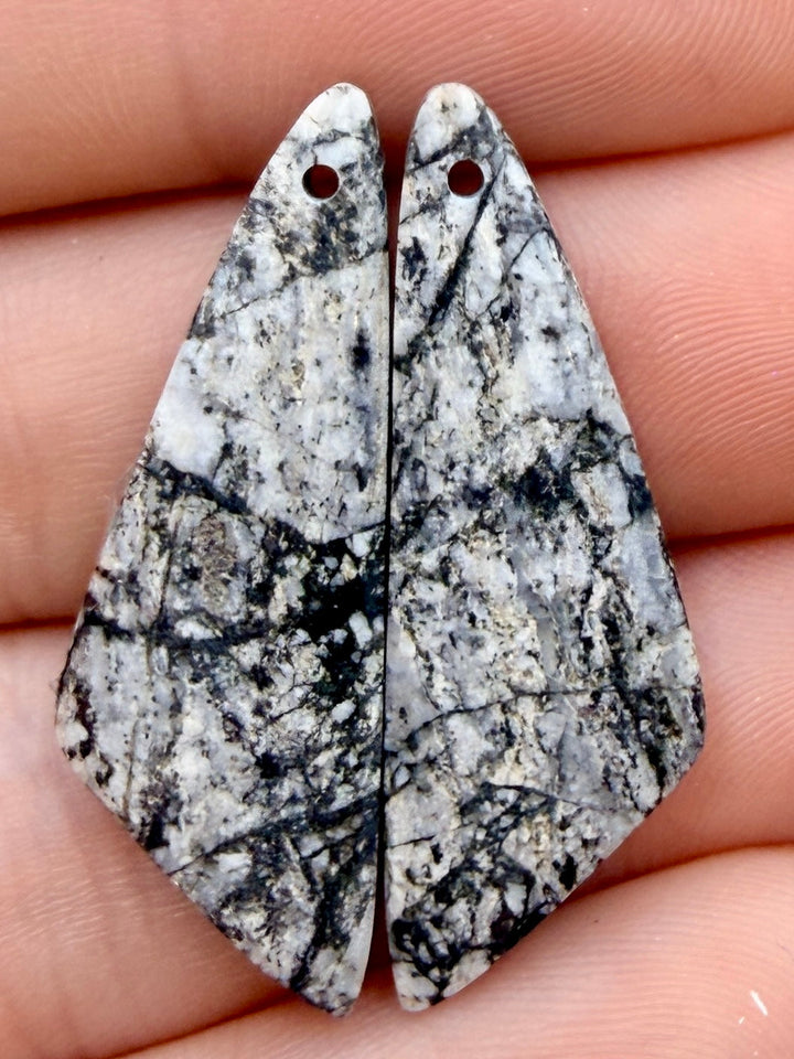 RARE High Quality White Buffalo Matching Earring Slab Bead