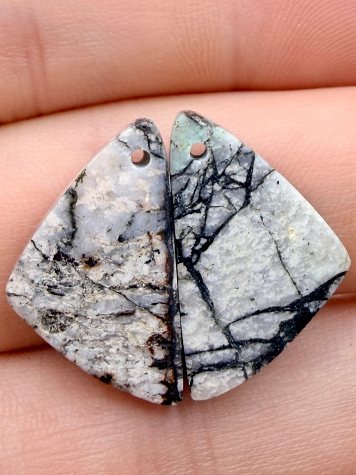 RARE High Quality White Buffalo Matching Earring Slab Bead