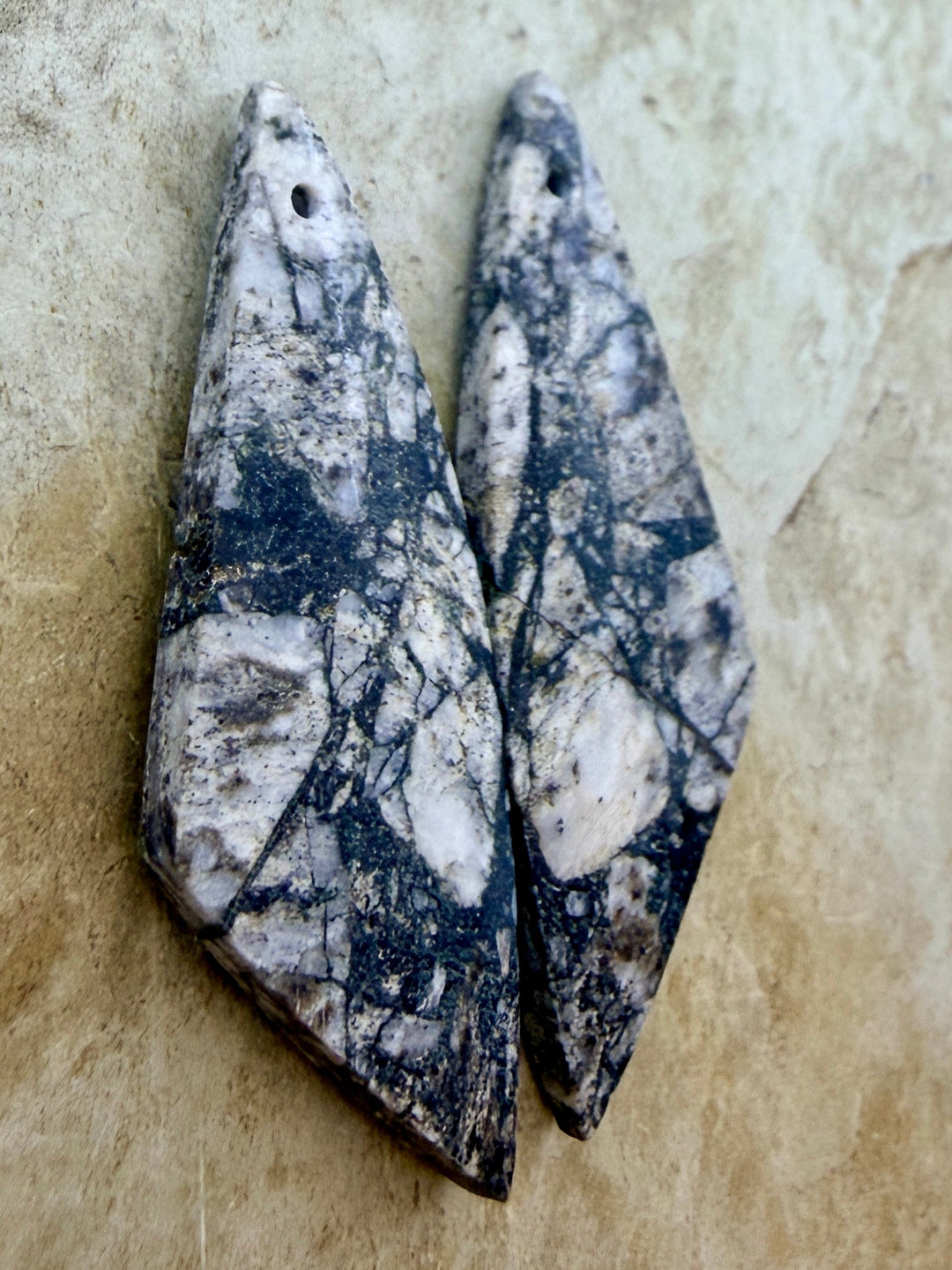RARE High Quality White Buffalo Matching Earring Slab Bead