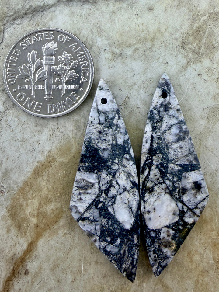 RARE High Quality White Buffalo Matching Earring Slab Bead