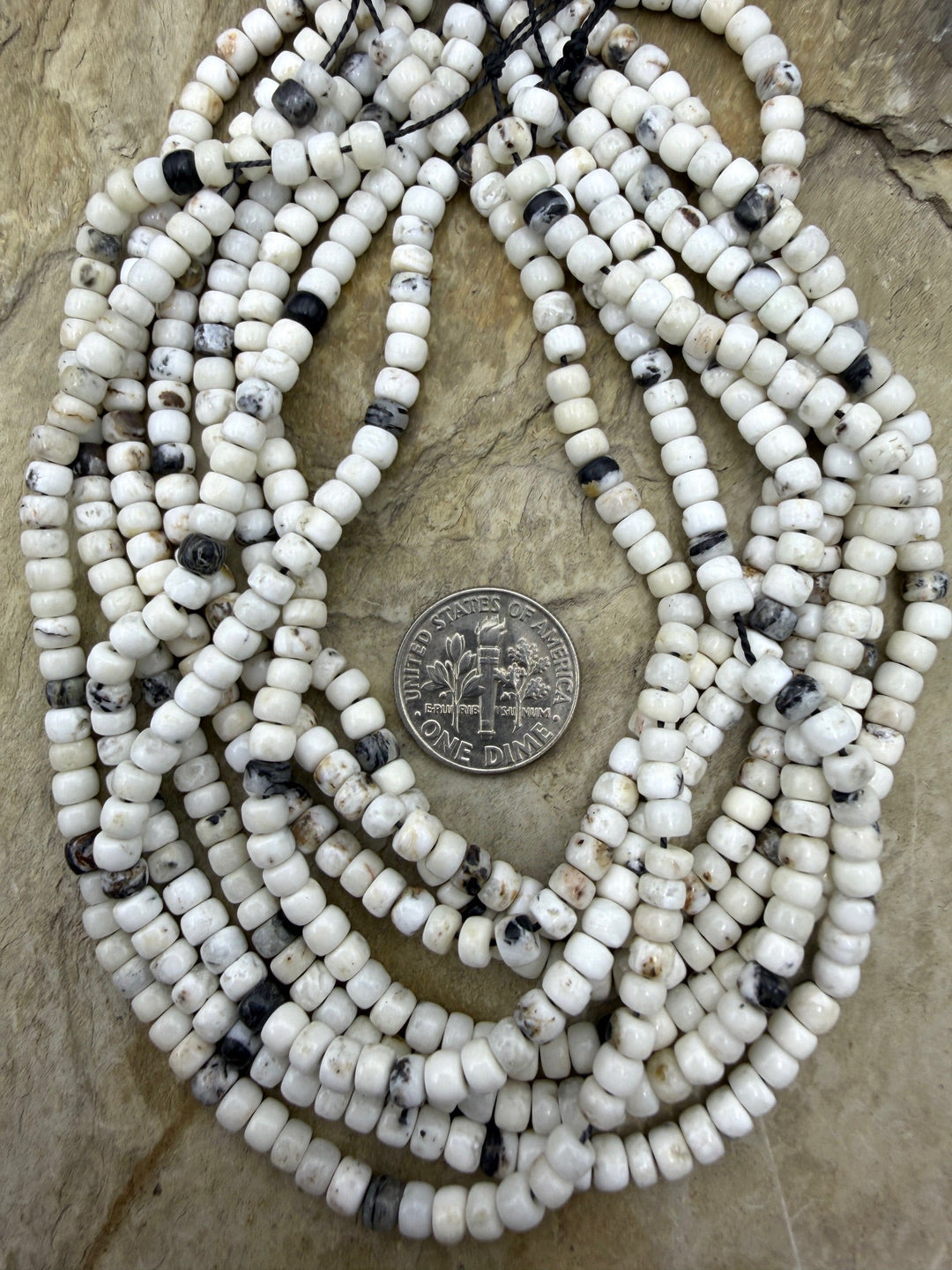 RARE High Quality White Buffalo (Nevada) 4mm Peublo Shaped