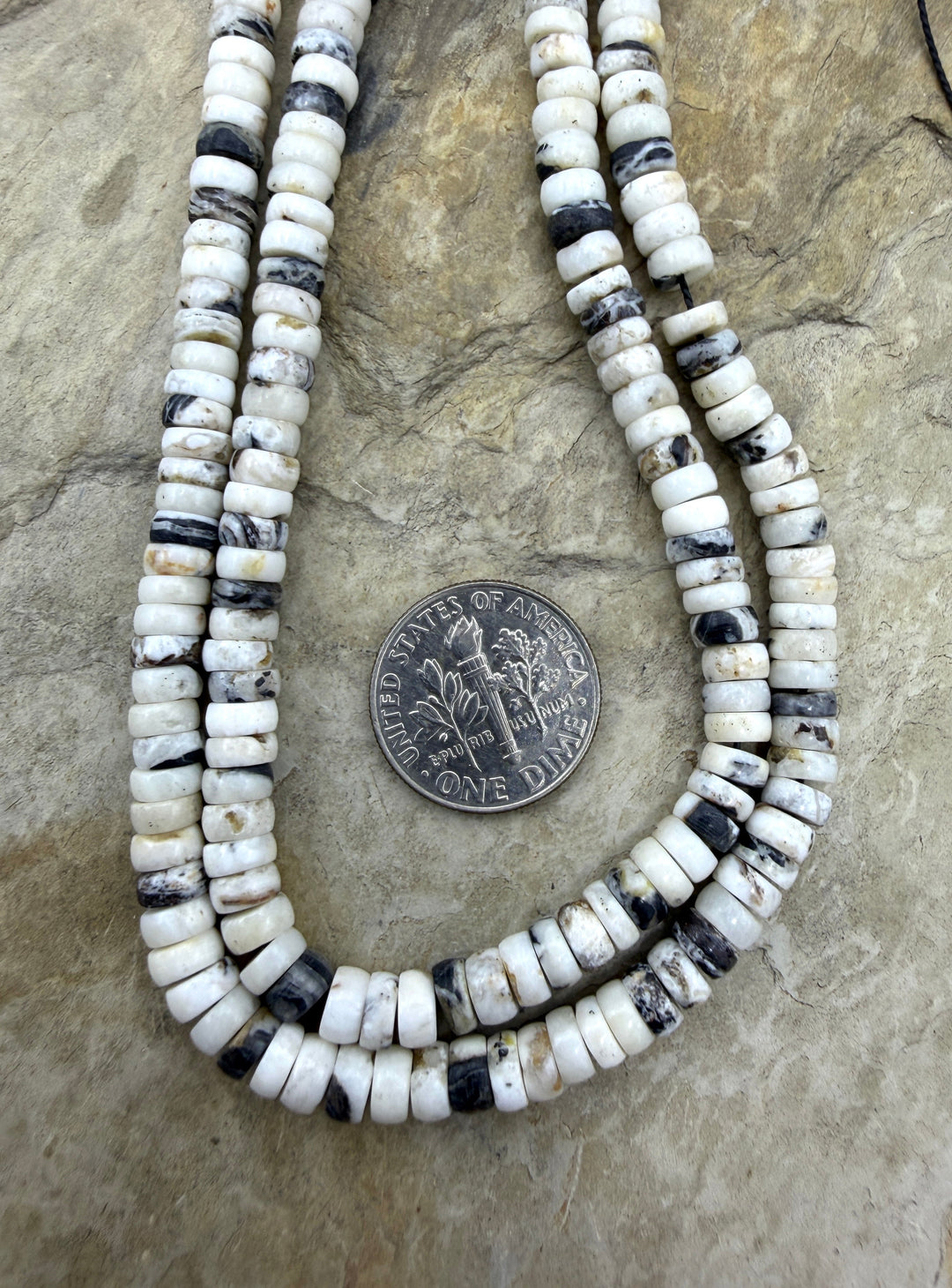 RARE High Quality White Buffalo (Nevada) 5mm Button Beads 9