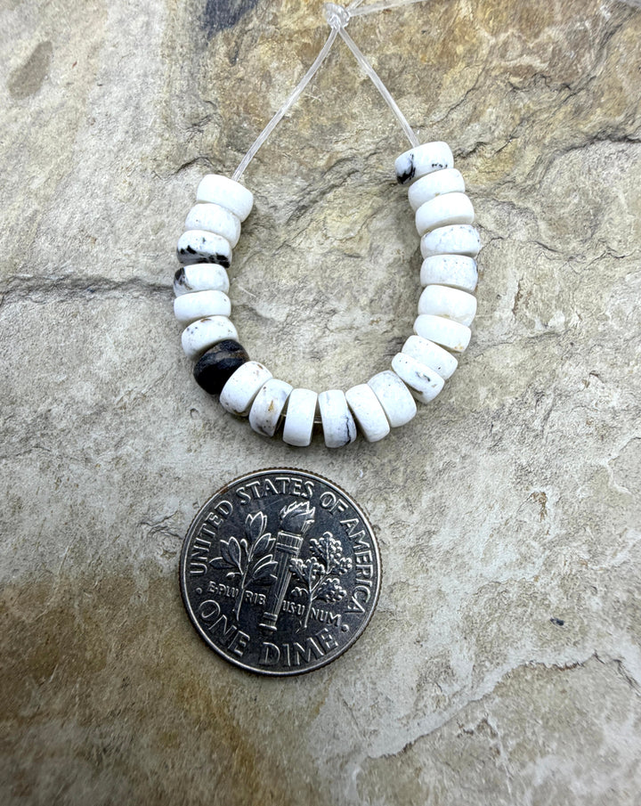 RARE High Quality White Buffalo (Nevada) 5mm Button Shaped