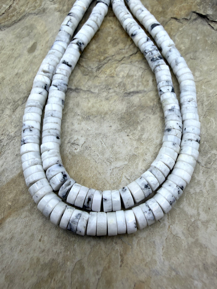 RARE High Quality White Buffalo (Nevada) 6mm Heishi Beads 9