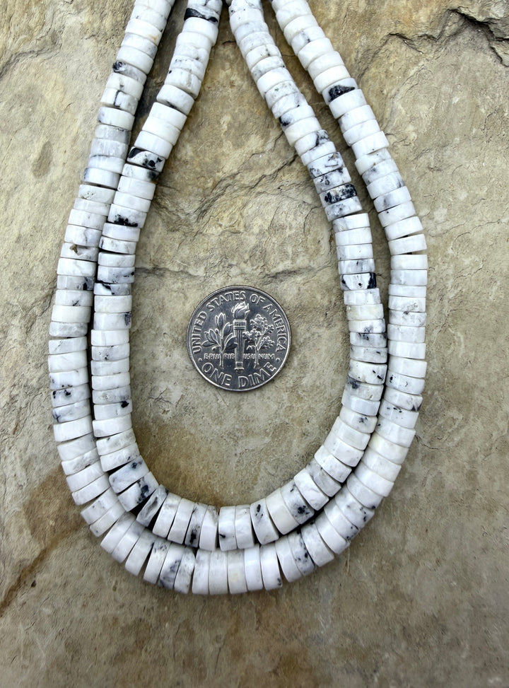 RARE High Quality White Buffalo (Nevada) 6mm Heishi Beads 9