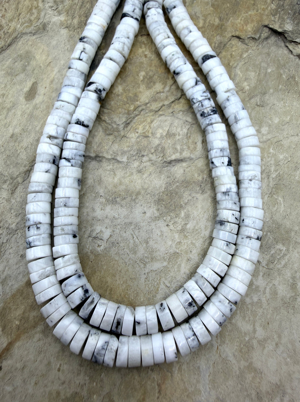 RARE High Quality White Buffalo (Nevada) 6mm Heishi Beads 9