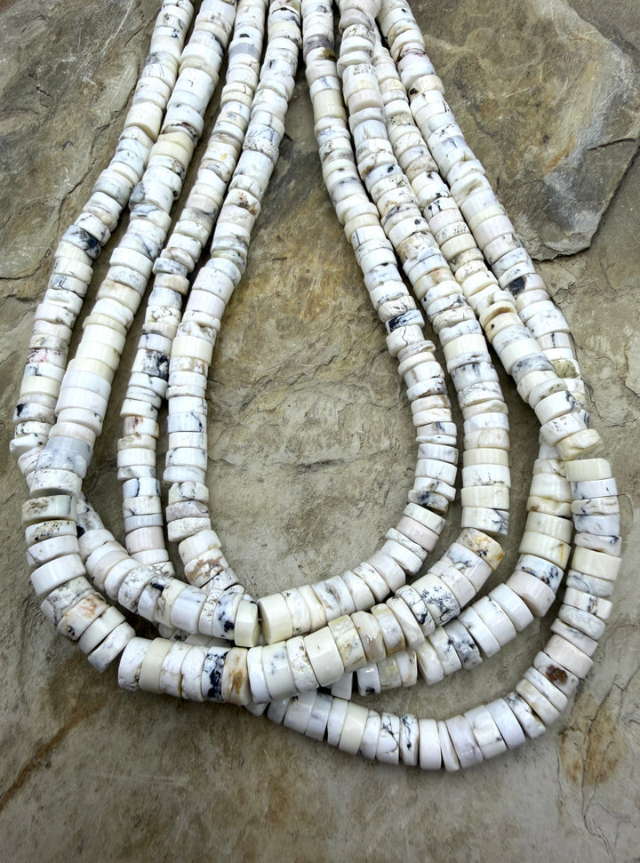 RARE High Quality White Buffalo (Nevada) 7mm Rustic Heishi