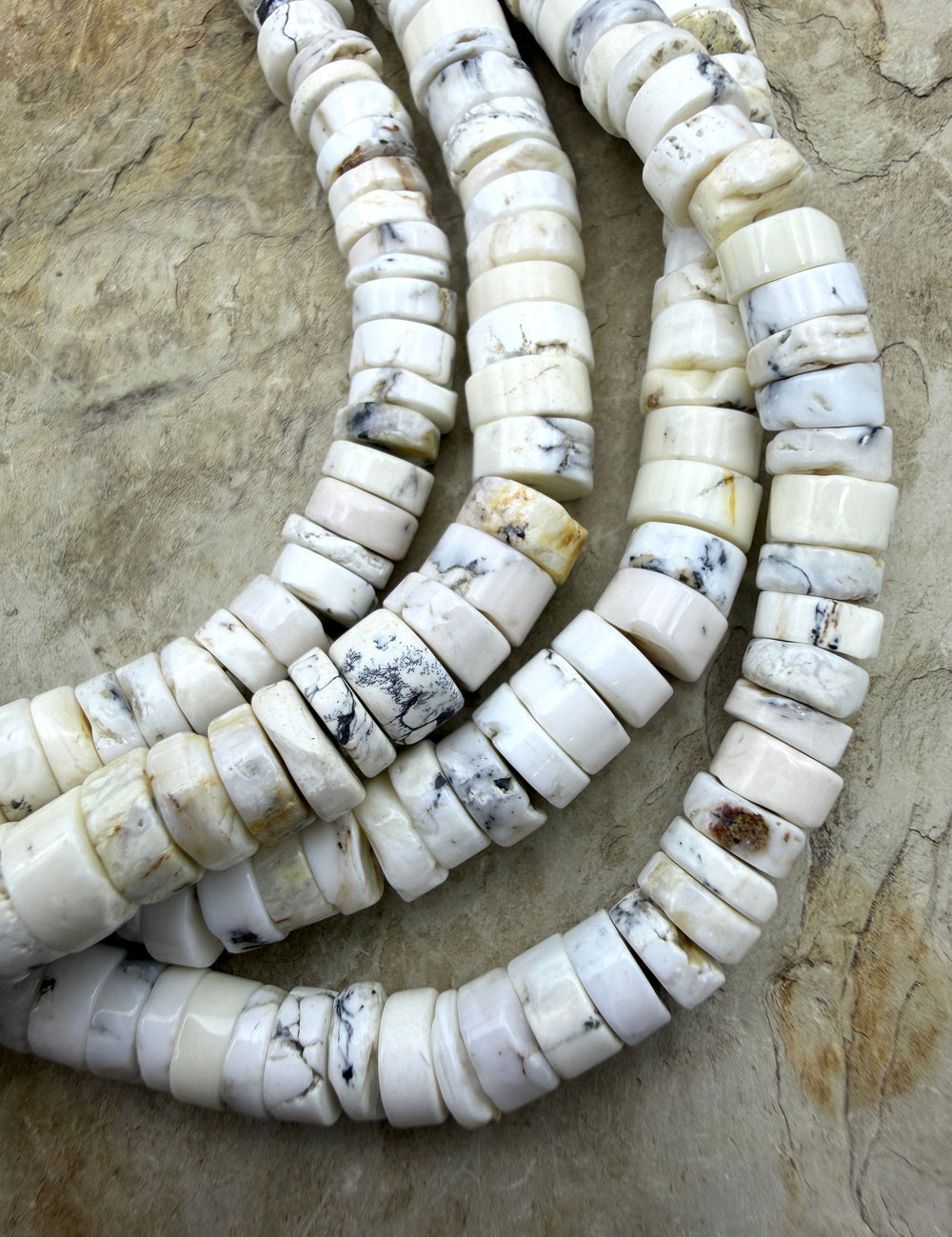 RARE High Quality White Buffalo (Nevada) 7mm Rustic Heishi