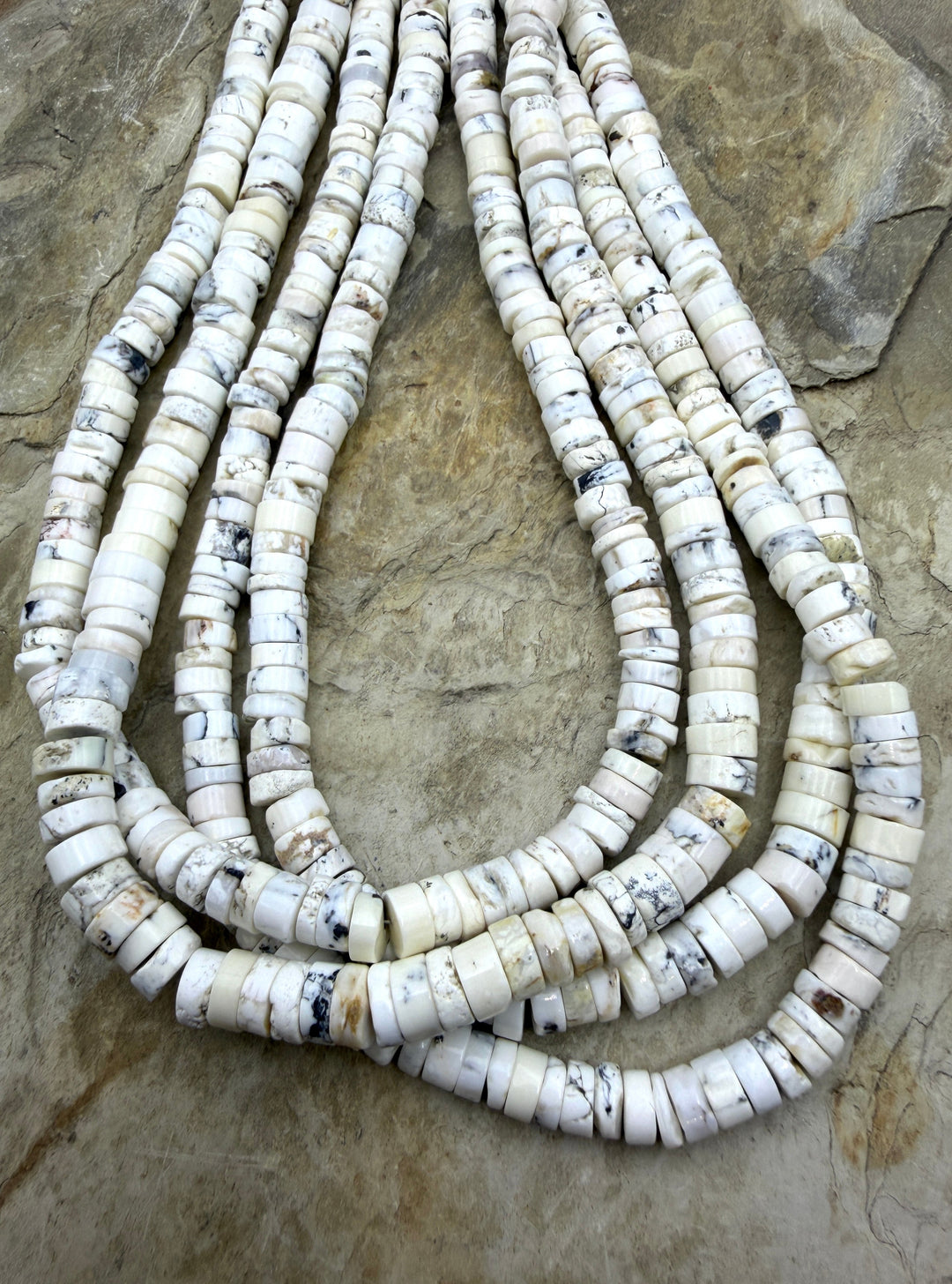 RARE High Quality White Buffalo (Nevada) 7mm Rustic Heishi