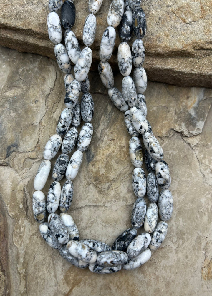 RARE High Quality White Buffalo (Nevada) Hand cut Oval Tube