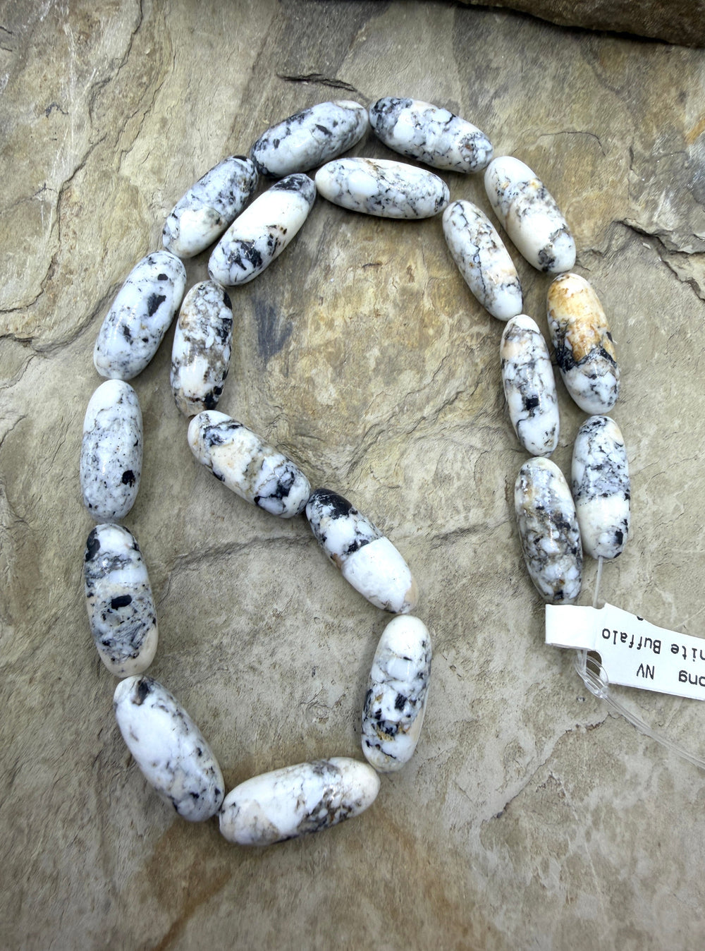 RARE High Quality White Buffalo (Nevada) Handcut Long Oval