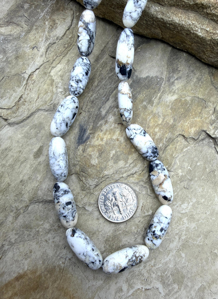 RARE High Quality White Buffalo (Nevada) Handcut Long Oval