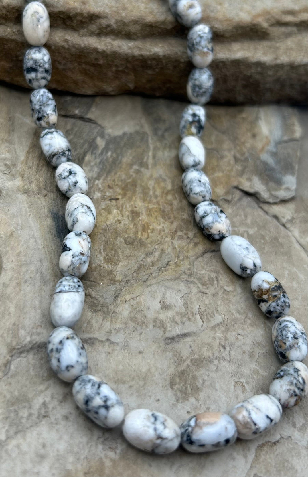 RARE High Quality White Buffalo (Nevada) Handcut Oval Beads