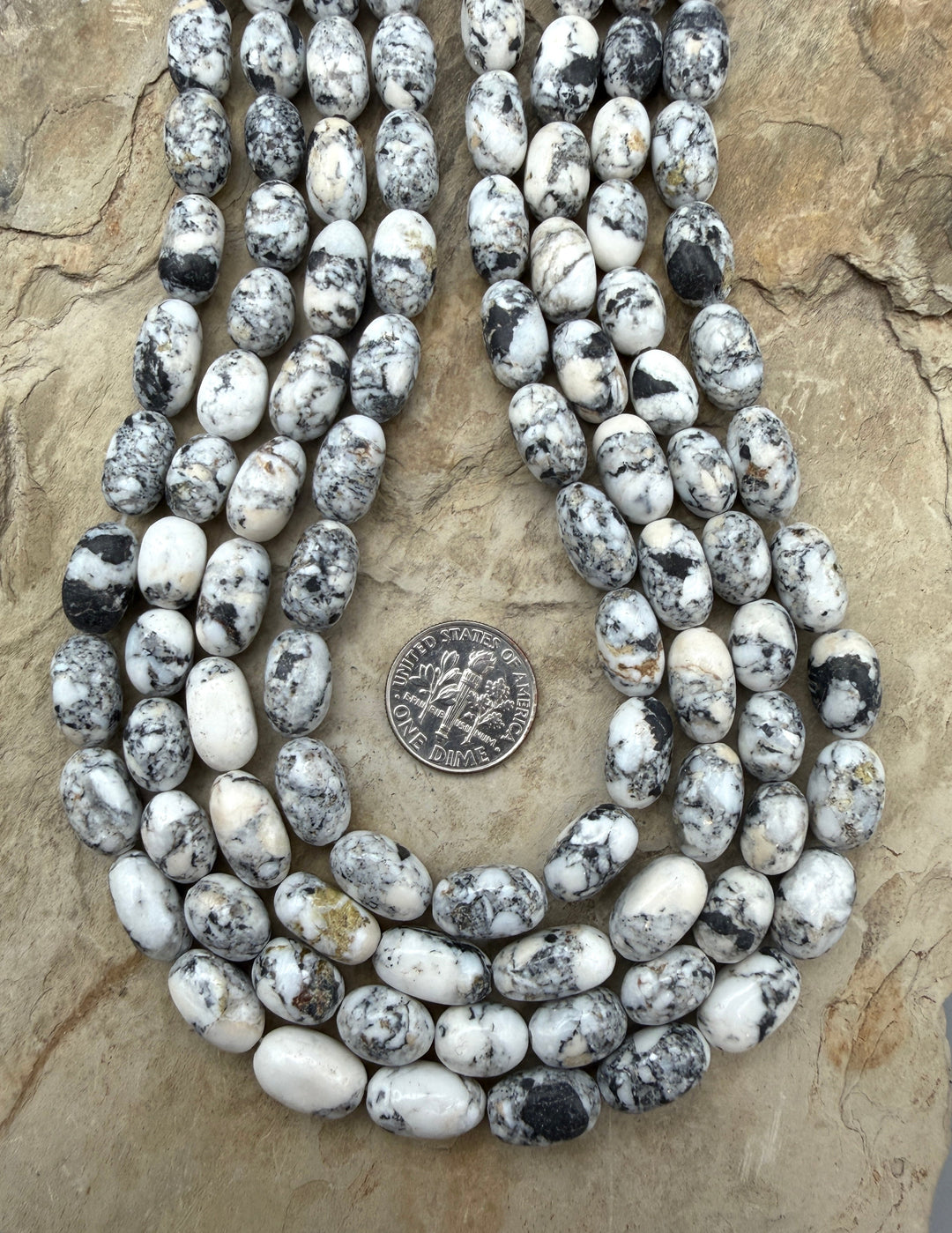 RARE High Quality White Buffalo (Nevada) Handcut Oval Beads