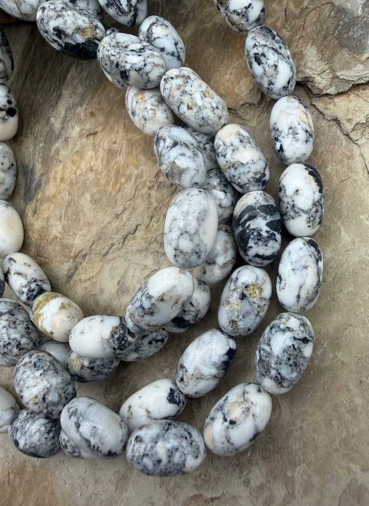 RARE High Quality White Buffalo (Nevada) Handcut Oval Beads