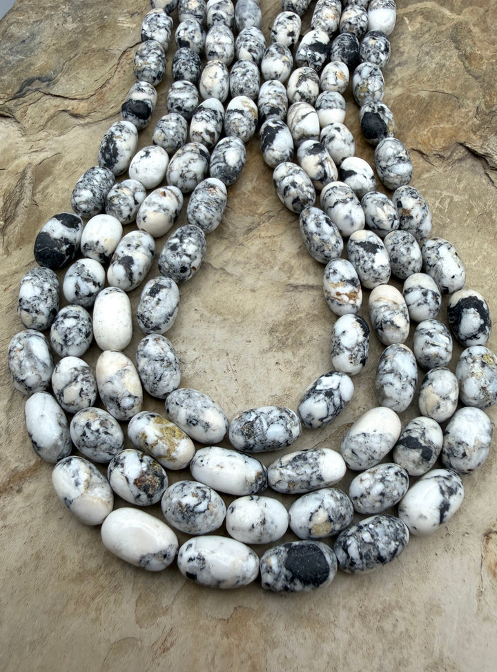 RARE High Quality White Buffalo (Nevada) Handcut Oval Beads
