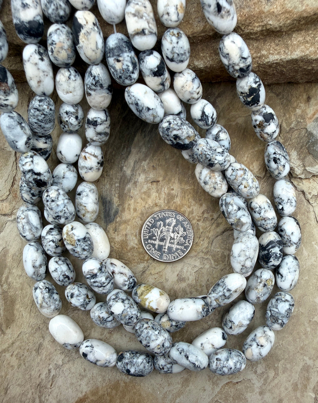 RARE High Quality White Buffalo (Nevada) Handcut Oval Beads
