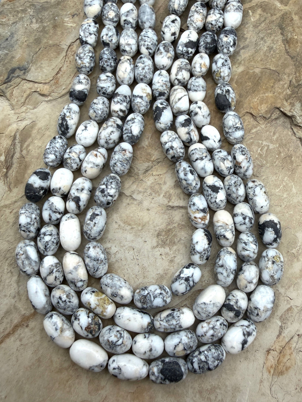 RARE High Quality White Buffalo (Nevada) Handcut Oval Beads