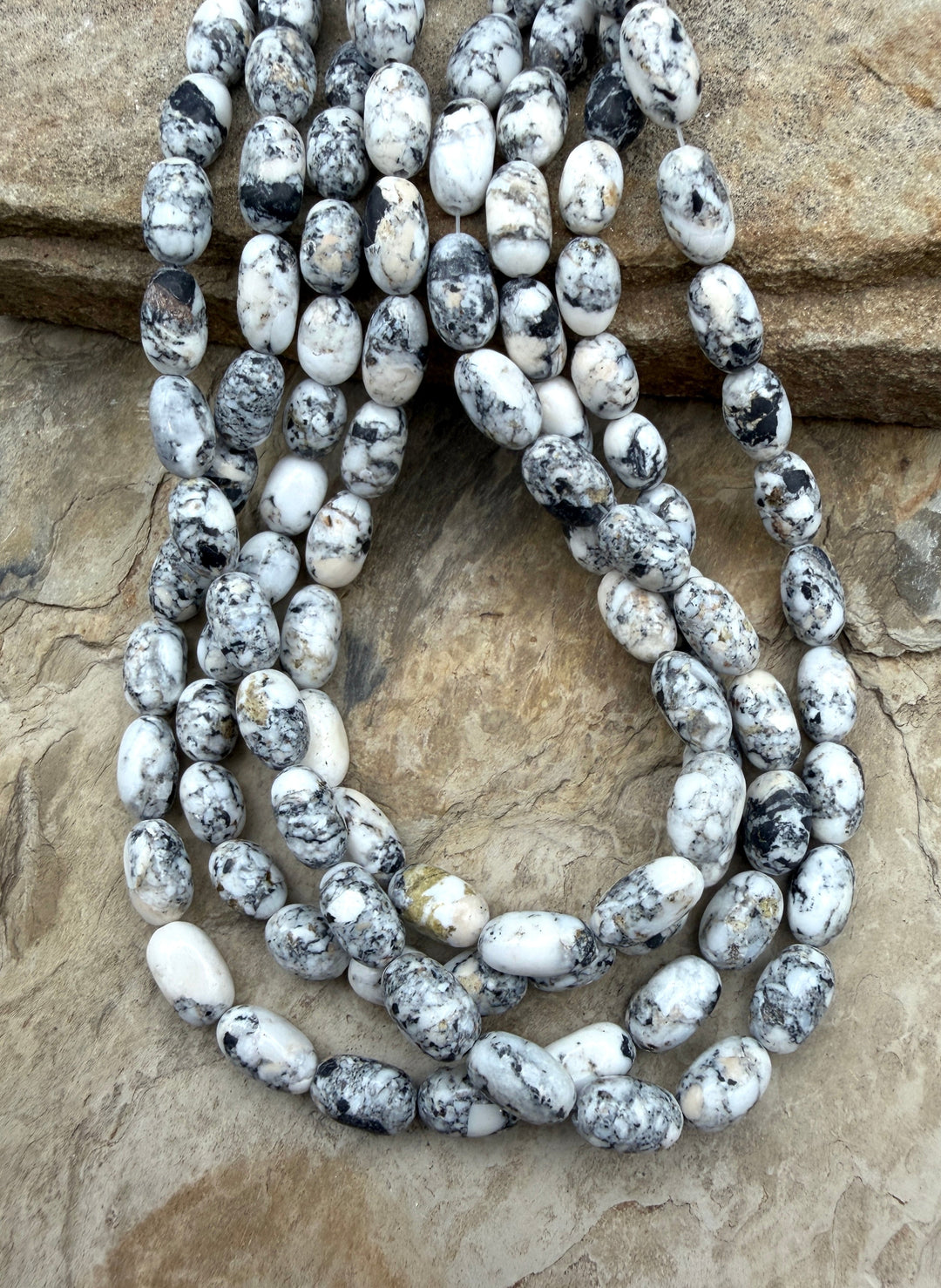 RARE High Quality White Buffalo (Nevada) Handcut Oval Beads