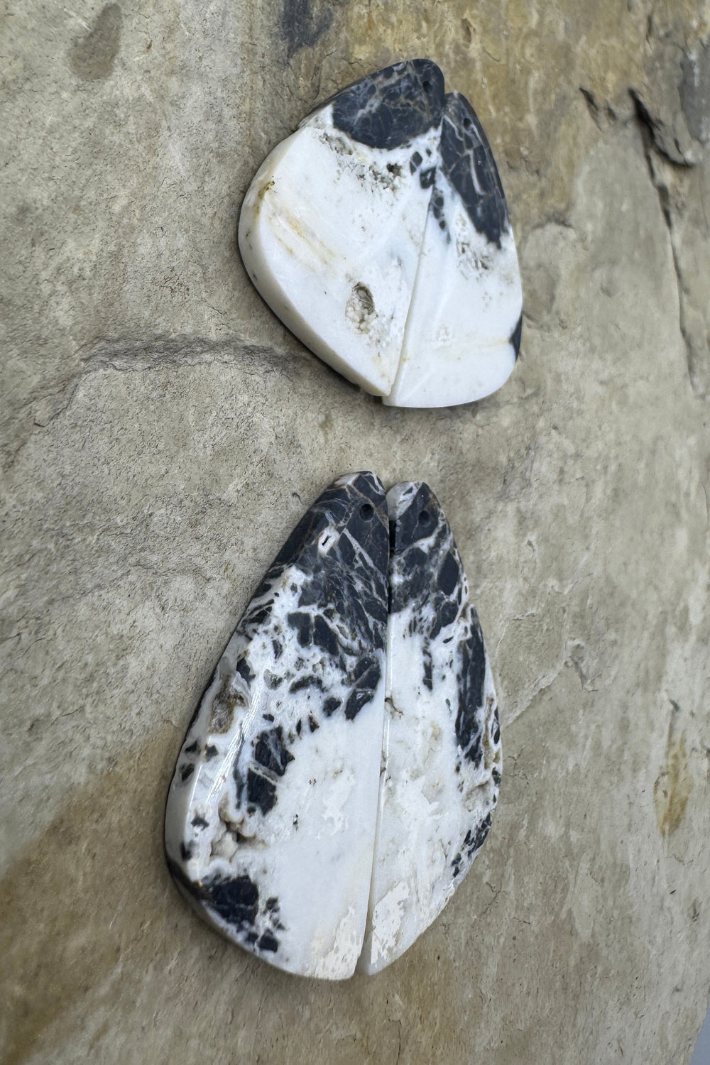 RARE High Quality White Buffalo (NV) Matching Earring Slab