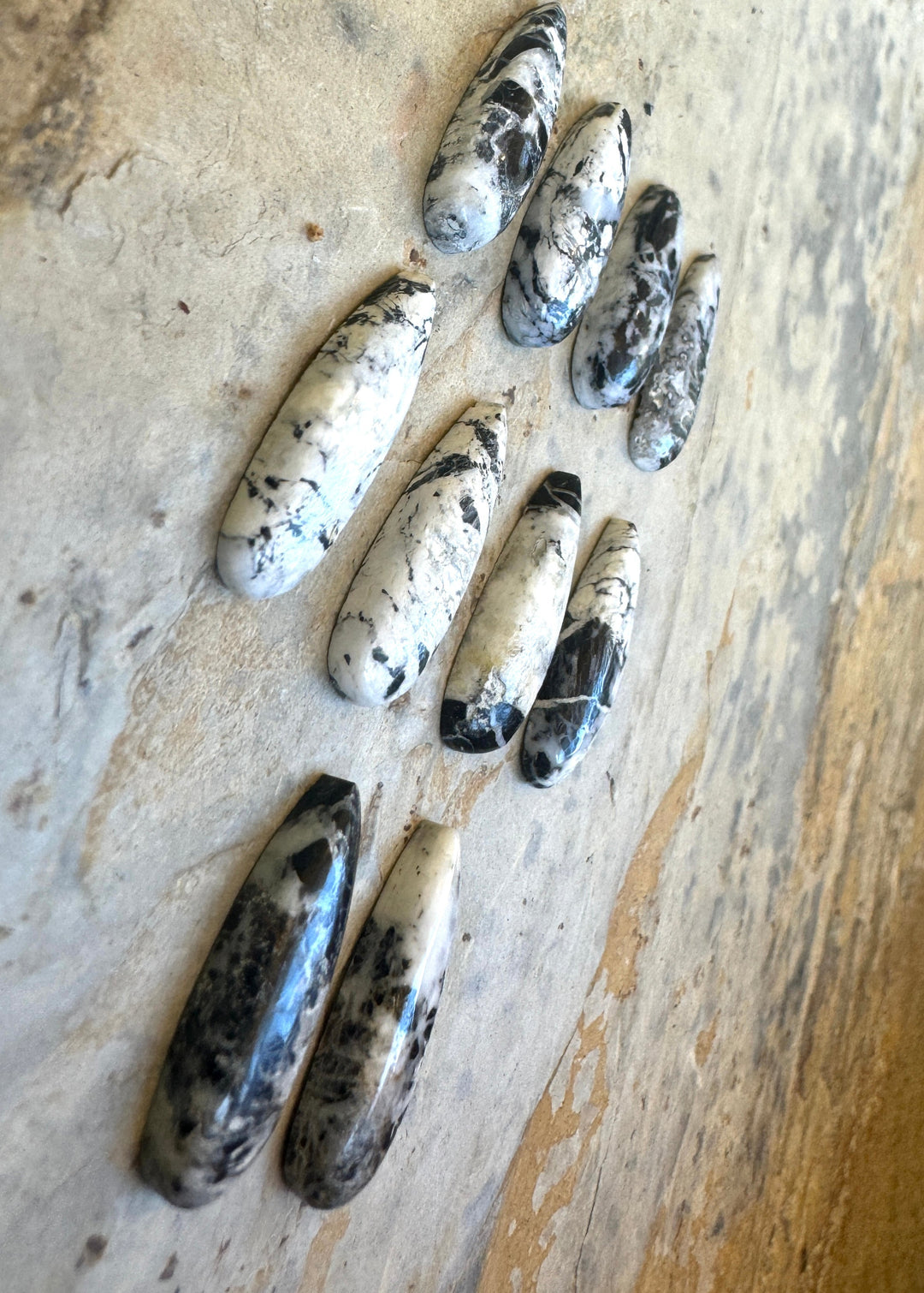 RARE High Quality White Buffalo Teardrop Cabochons7x22mm