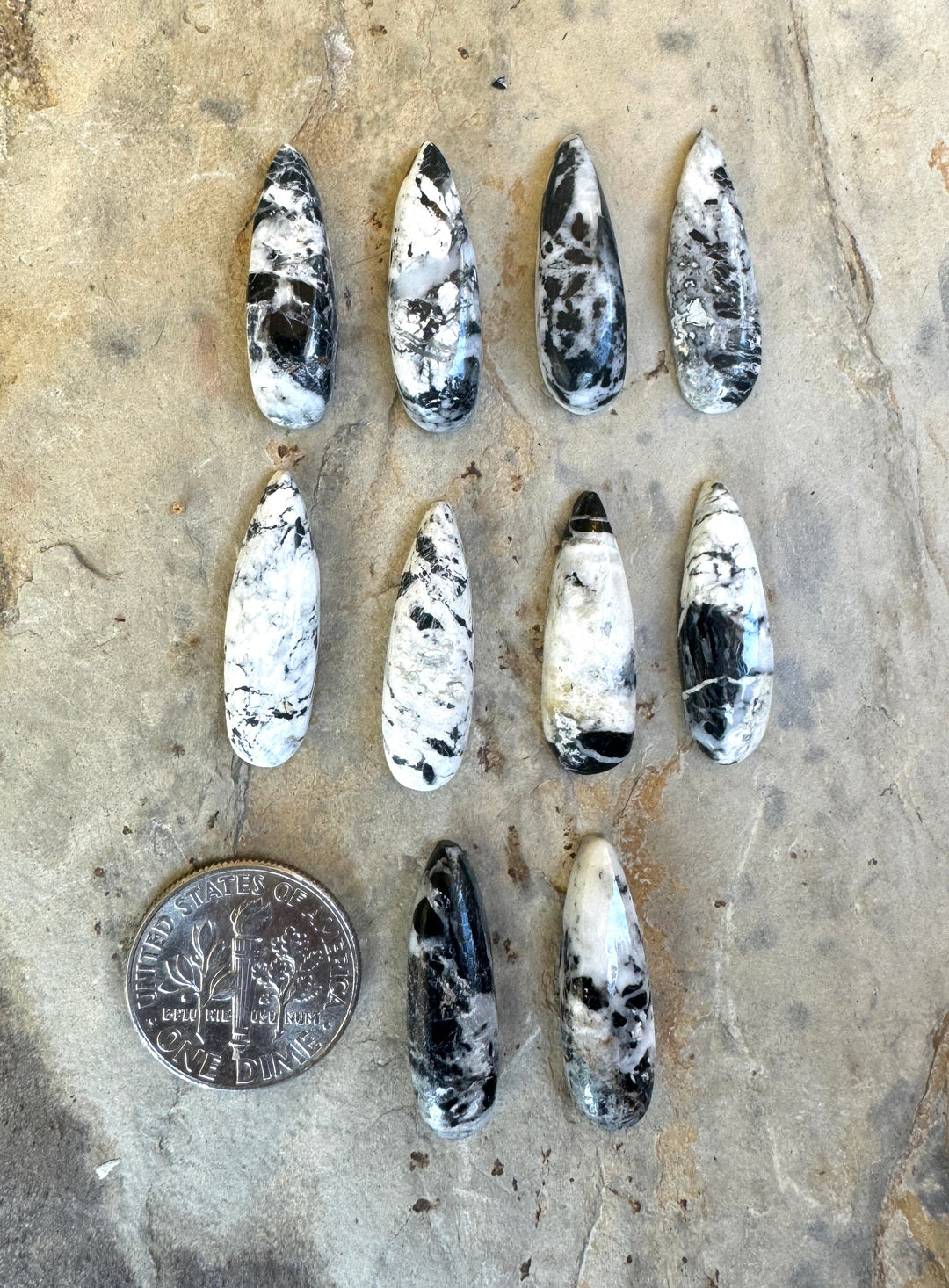 RARE High Quality White Buffalo Teardrop Cabochons7x22mm