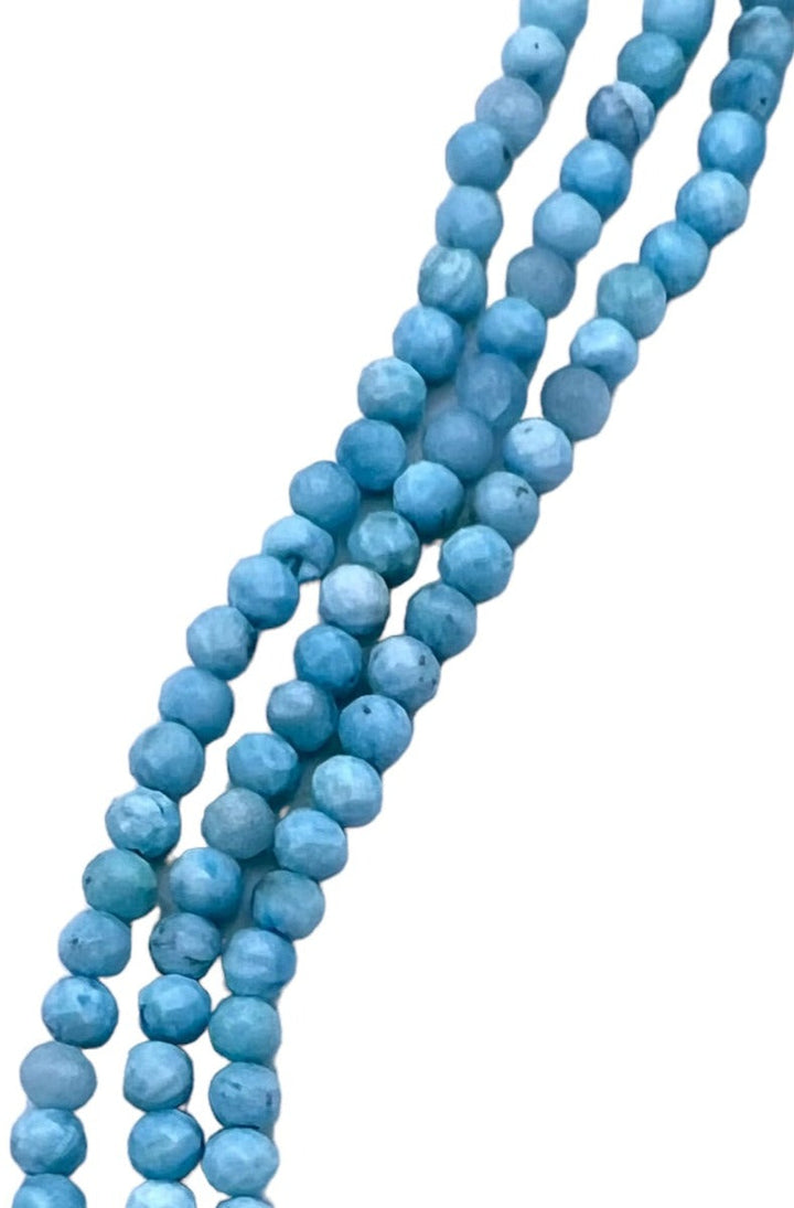 RARE Larimar 3mm Faceted Round Beads (13 inch Strand) -