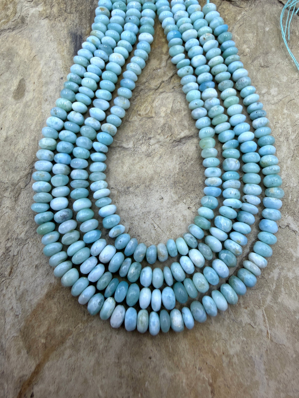 RARE Larimar 4mm Rondelle Beads 8 Inch Strand - Larimar