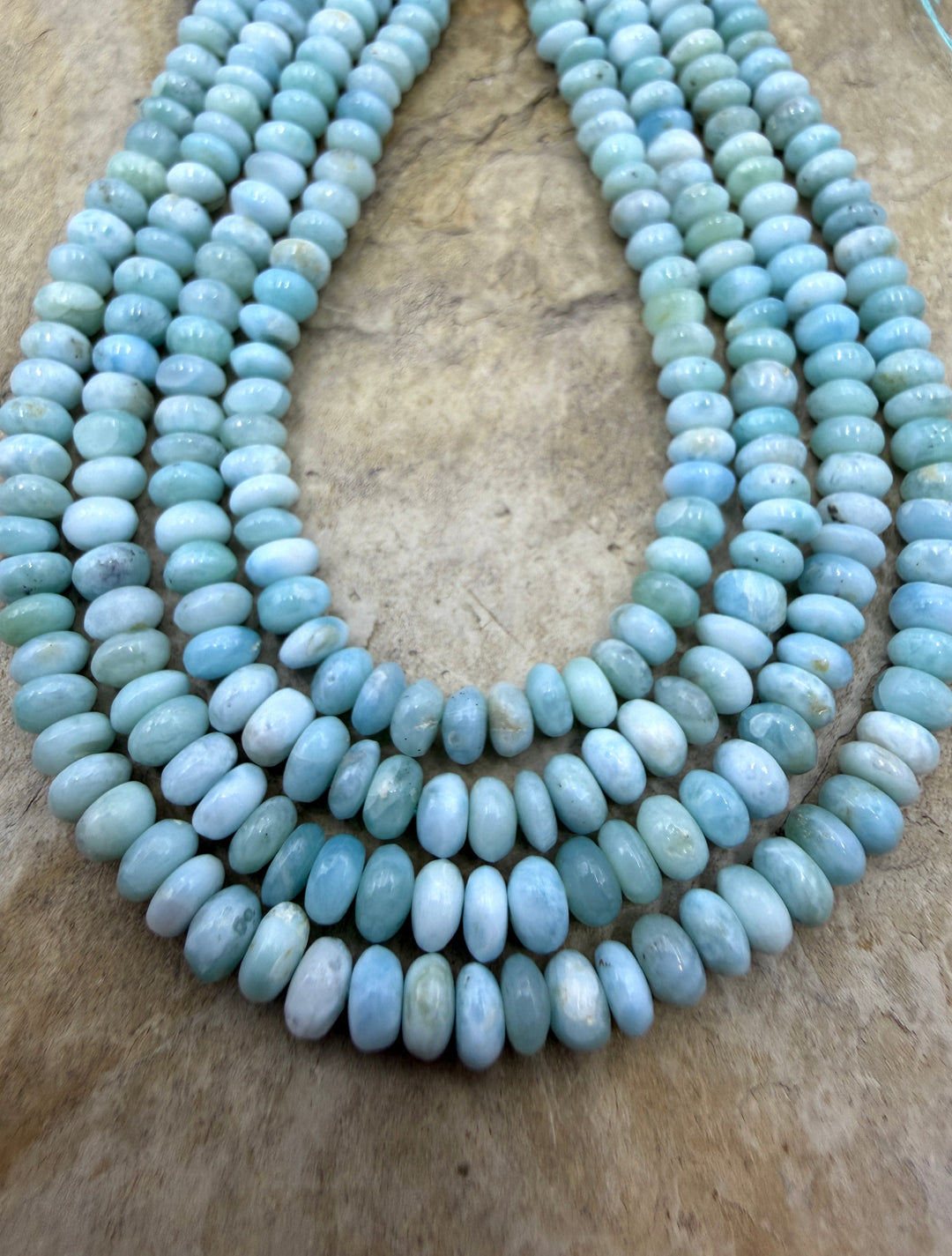 RARE Larimar 4mm Rondelle Beads 8 Inch Strand - Larimar