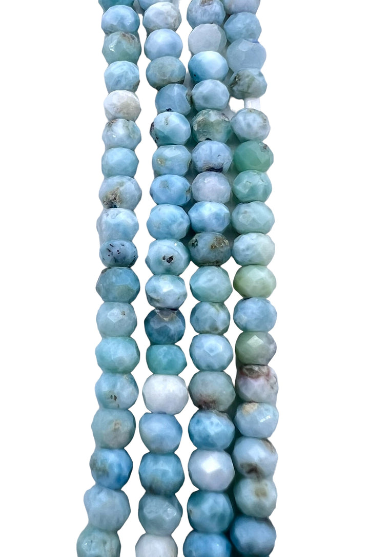 RARE Larimar 5mm Faceted Rondelle Beads (8 inch Strand) -