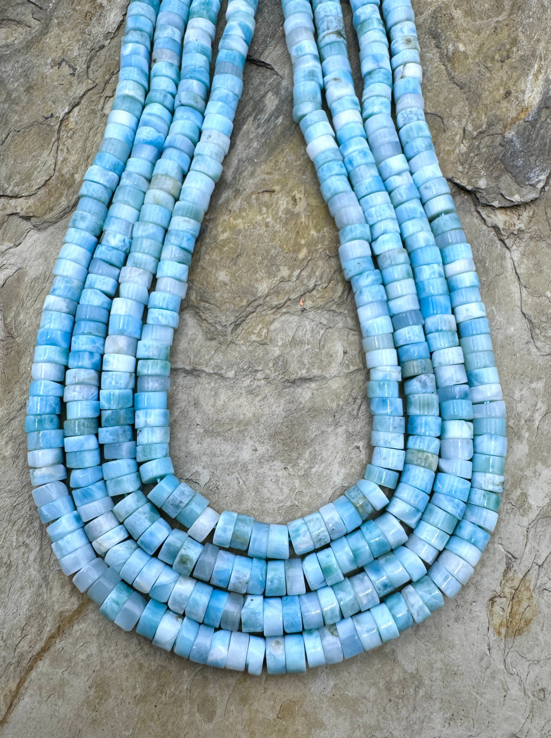 RARE Larimar 6mm Heishi Beads 18 Inch Strand/58-60 Beads