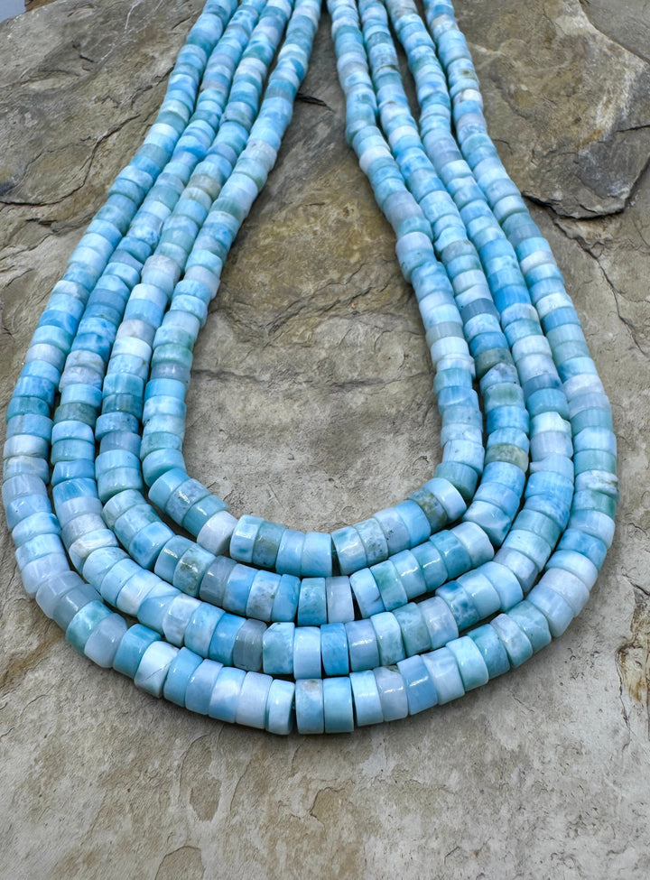 RARE Larimar 6mm Heishi Beads 18 Inch Strand/58-60 Beads