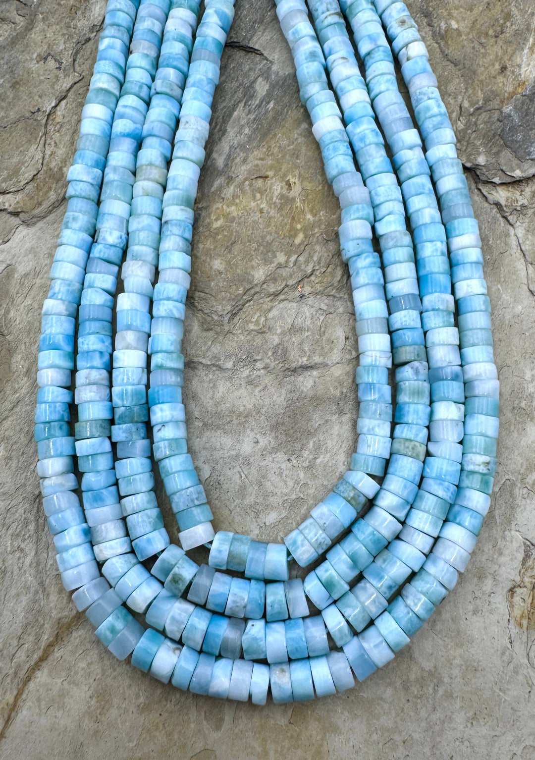 RARE Larimar 6mm Heishi Beads 18 Inch Strand/58-60 Beads
