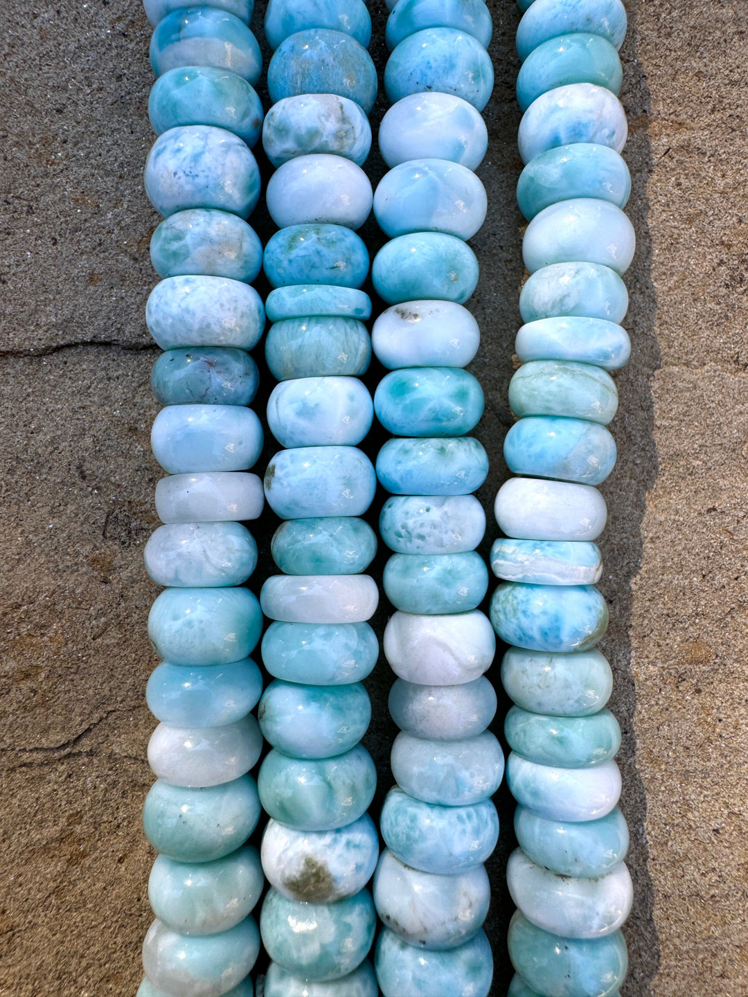 RARE Larimar BIG 10mm Rondelle Beads 8 inch Strand - Larimar