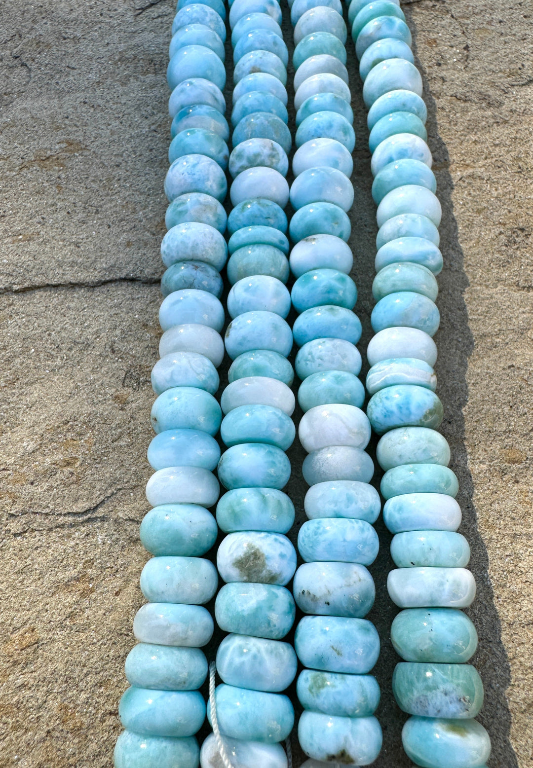 RARE Larimar BIG 10mm Rondelle Beads 8 inch Strand - Larimar