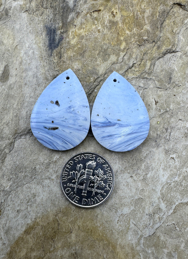 RARE Leland Blue BIG Earring Slab Bead Pair 20x27mm